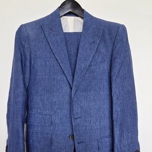 Suitsupply Blue Linen Washington Fit Sz 36 R